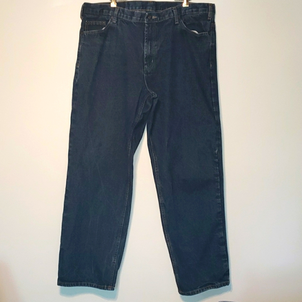 Mens Full Blue Jeans 40/32 Straight Loose-Fit Dark Wash Bootcut